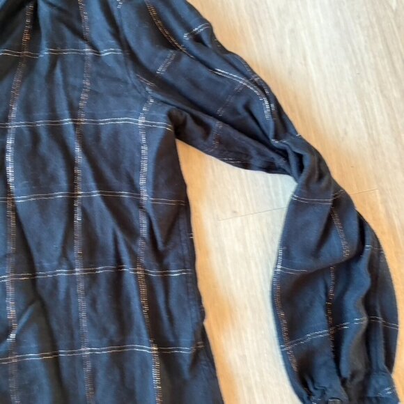 Rails Sz M Black Gold Metallic Hunter Long Sleeve Plaid Button Up Shirt - Picture 4 of 8